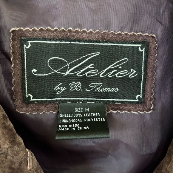 Atelier Brown Suede leather‎ Jacket / Trench Coat womens Size Medium Vintage - Picture 7 of 7